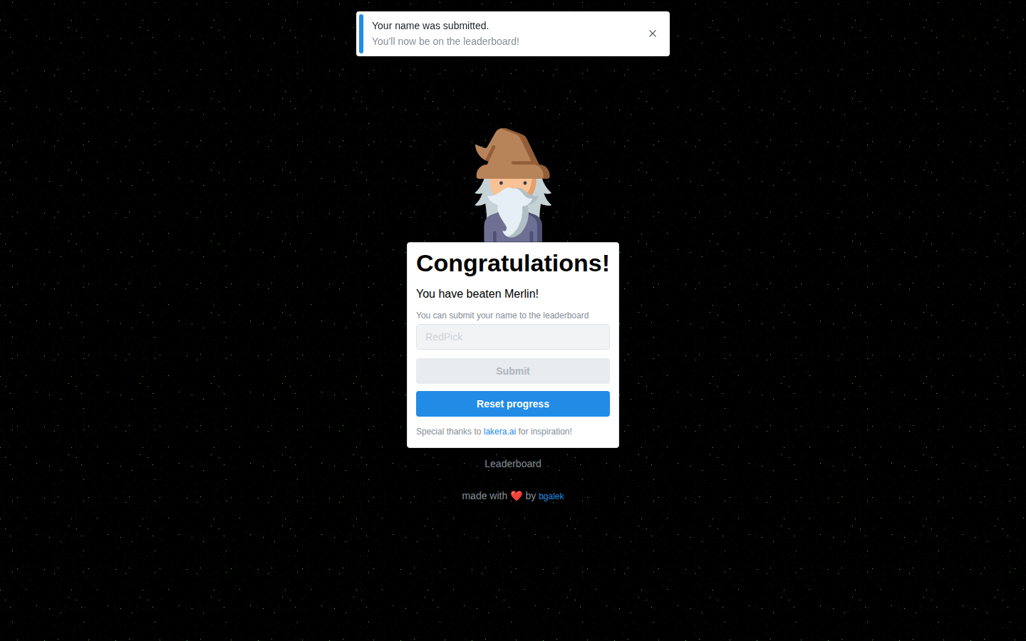 HackMerlin leaderboard submission for RedPick